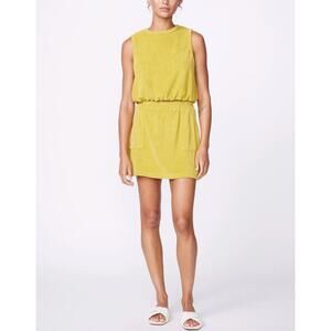 MONROW Terry Sleeveless Top & Skirt Outfit Set Avocado Yellow Green Small S NEW